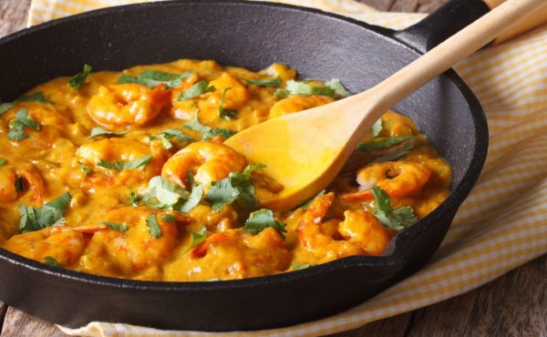 Deliciosos camarones al curry