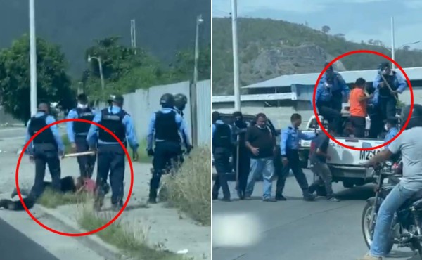 VIDEO: Brutal golpiza de policías a conductores de buses en San Pedro Sula