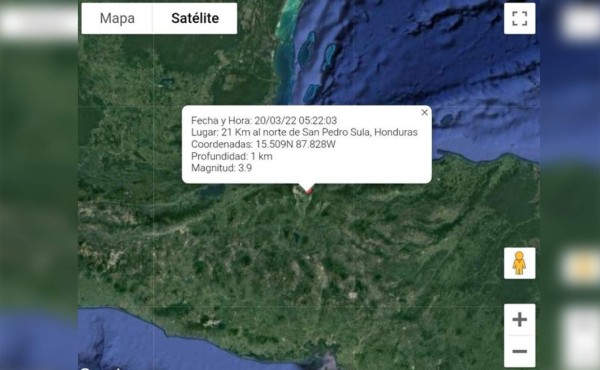 Sismo de 3.9 grados sorprende a pobladores del norte de Honduras