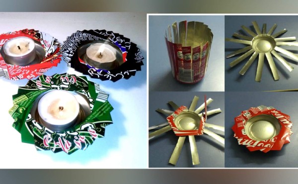 Como hacer un portavelas de latas