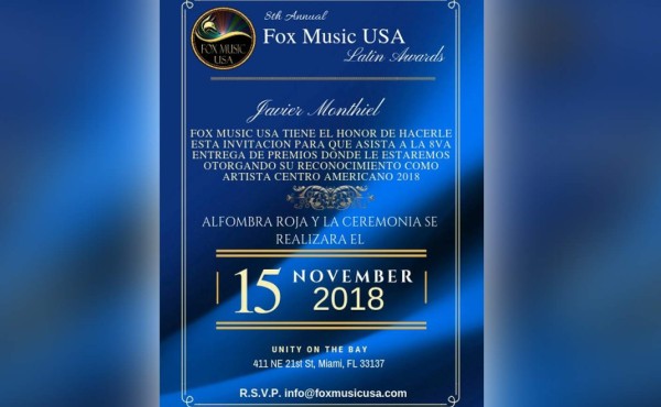 Javier Monthiel recibirá el premio Artista Centroamericano 2018 en EEUU