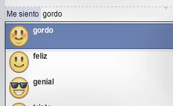 Facebook elimina el estado 'Me siento gordo'
