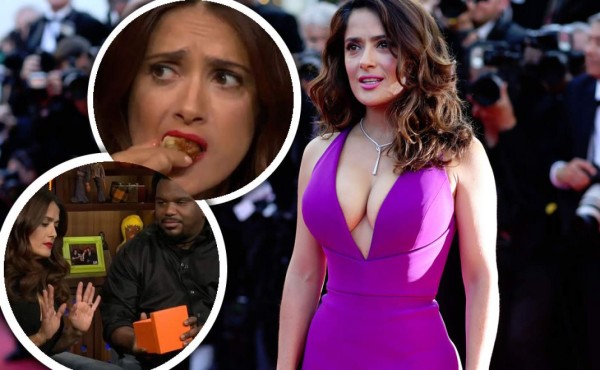 Salma Hayek come gusanos y ranas fritas