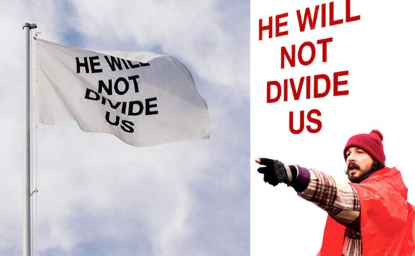 Un dron intenta quemar una bandera anti-Trump en Francia