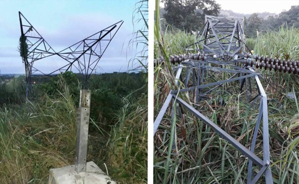 El Progreso sin energía por sabotaje en torre de transmisión