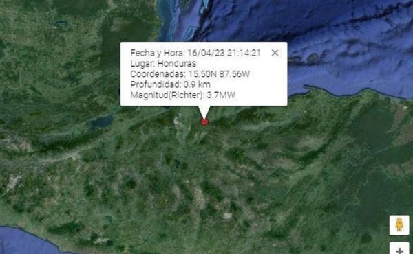 Sismo de 3,6 se registra en la zona norte de Honduras