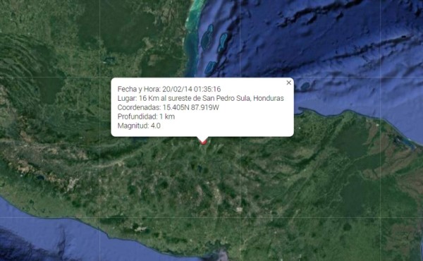 Sismo de 4.0 sacude San Pedro Sula y alrededores en Honduras