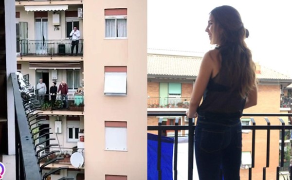 ¡Piel de gallina! Hondureña confinada en Italia es sorprendida con el Himno Nacional