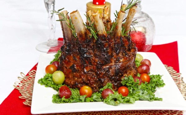 Corona de cerdo con glaseado de mandarina