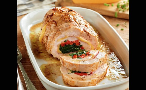 Pechuga de pavo rellena con verduras