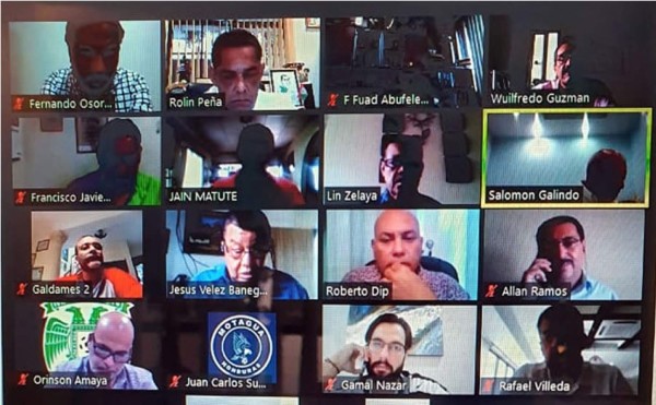 Presidentes de los equipos de la Liga Nacional están en la reunión virtual vía Zoom.