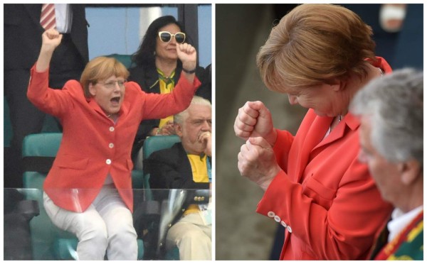 Una Merkel mucho más delgada celebra la goleada de Alemania