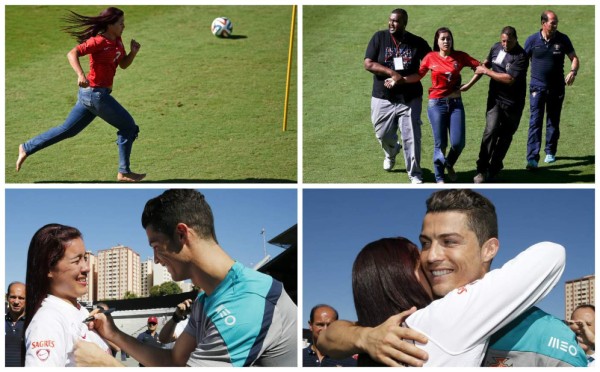 Por tocar a Ronaldo, una joven cae de una grada y resulta herida