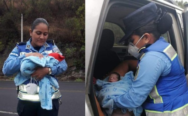 Madre hondureña da a luz a gemelos en carretera con ayuda de policías