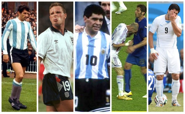 Luis Suárez se une al club de los 5 'Bad Boys' de los Mundiales
