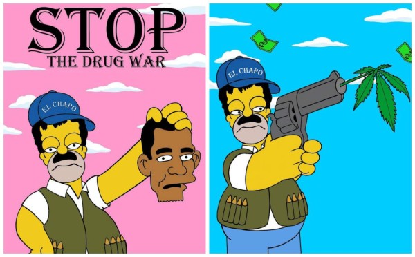 Convierten a Homero Simpson como El Chapo Guzmán y Pablo Escobar