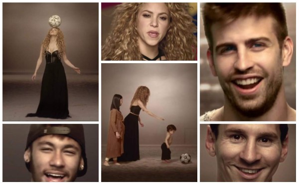 Shakira en su nuevo video 'La La La' muestra a diferentes estrellas del fútbol. También sale su hijo Milan.