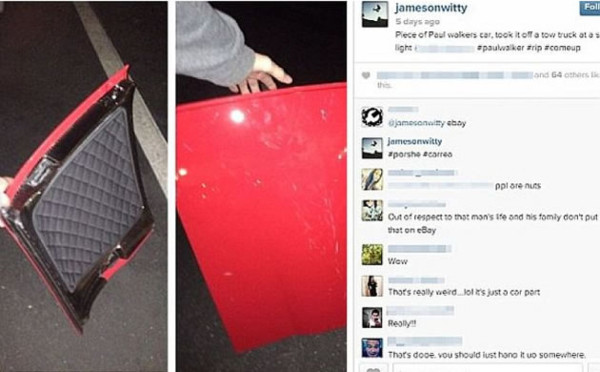 Detienen a joven por robar partes del auto en el que murió Paul Walker