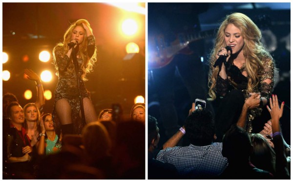 Shakira le da un apasionado beso a Piqué en los Billboards