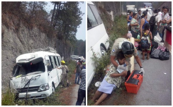 Tres heridos tras accidente de bus en carretera a Siguatepeque