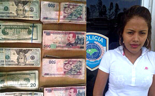 Arrestan en Honduras a jovencita con 9,000 dólares