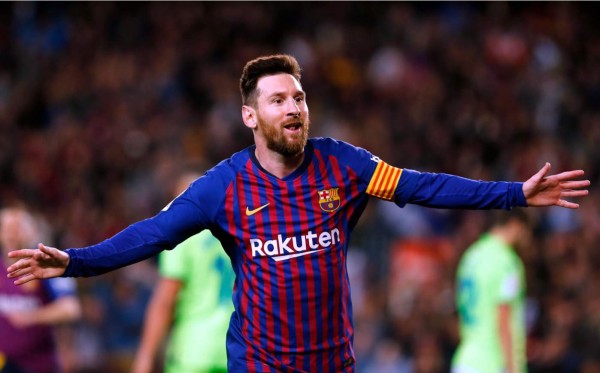 Lionel Messi celebrando su gol contra el Levante. Foto AFP