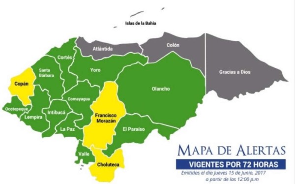 Alerta amarilla por fuertes tormentas en Honduras