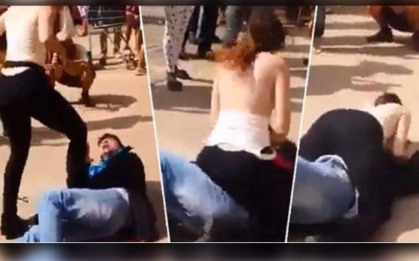 Mujer enfrenta a un acosador poniéndole el pecho en la cara en Brasil