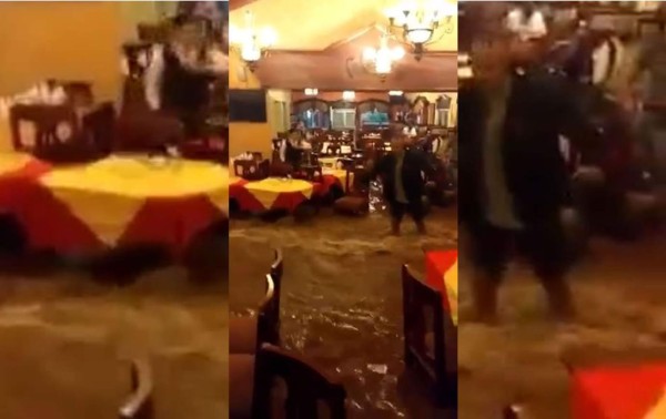 Fuertes lluvias inundan un restaurante en Siguatepeque