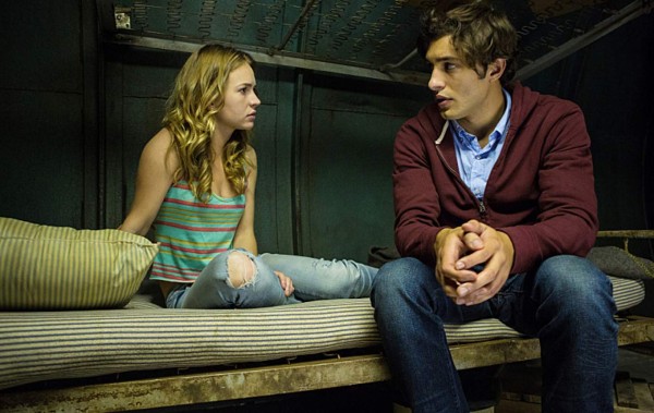 'Manhunt'-- When a former deputy goes rogue, Big Jim recruits Barbie to join the manhunt to keep the town safe. Meanwhile, Junior is determined to escape the dome by going underground, on UNDER THE DOME, Monday, July 8 (10:00-11:00 PM, ET/PT) on the CBS Television Network. Pictured L-R: Britt Robertson as Angie and Alex Koch as Junior. Photo: Michael Tackett/ÃÂ©2013 CBS Broadcasting Inc.. All Rights Reserved.