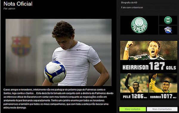 Keirrison da Souza ya se ve en el Barcelona