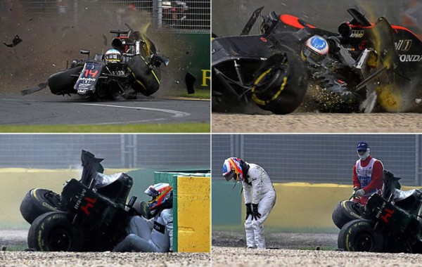 Fernando Alonso se salva de milagro tras brutal accidente en la Fórmula 1