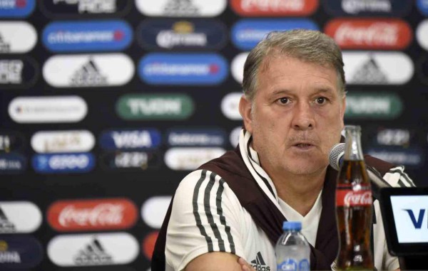Mexico's coach, Argentinian Gerardo Martino, speaks during a press conference in Mexico City on October 14, 2019, the day before a Concacaf Nations League football match against Panama. (Photo by ALFREDO ESTRELLA / AFP)