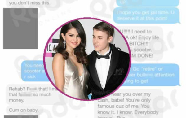 Filtran polémicos mensajes entre Justin Bieber y Selena Gómez