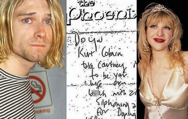 Divulgan carta de Kurt Cobain a su esposa