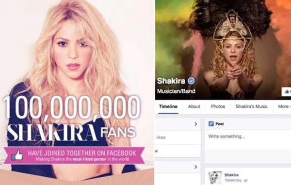 Shakira consigue 100 millones de 'me gusta” en Facebook