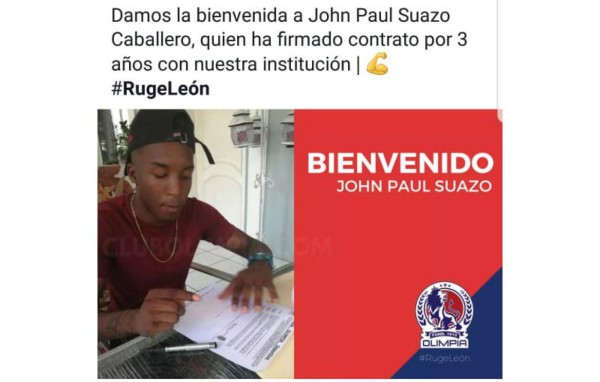Lateral John Paul Suazo jugará con el Olimpia
