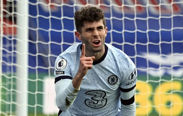 Christian Pulisic marcó dos goles para el triunfo del Chelsea en el campo del Crystal Palace. Foto AFP