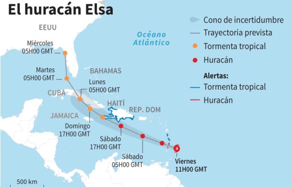 Huracán Elsa se intensifica en su avance por el este del Caribe