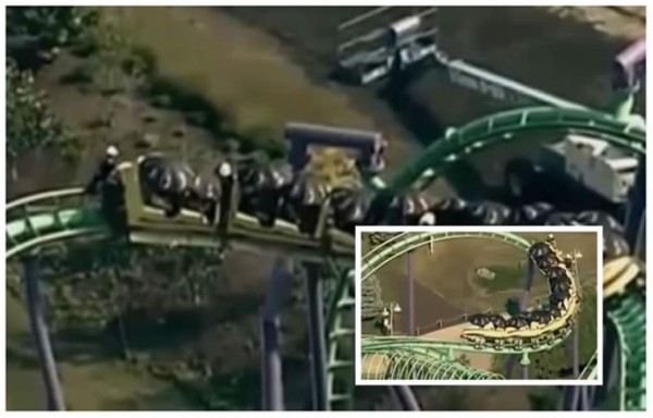 Video: Quedan atrapadas 24 personas en la cima de una montaña rusa