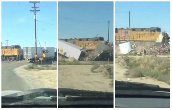 Video: Impresionantes imágenes de un tren que arrasó un camión