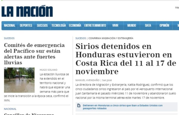 Sirios detenidos en Honduras también estuvieron en Costa Rica