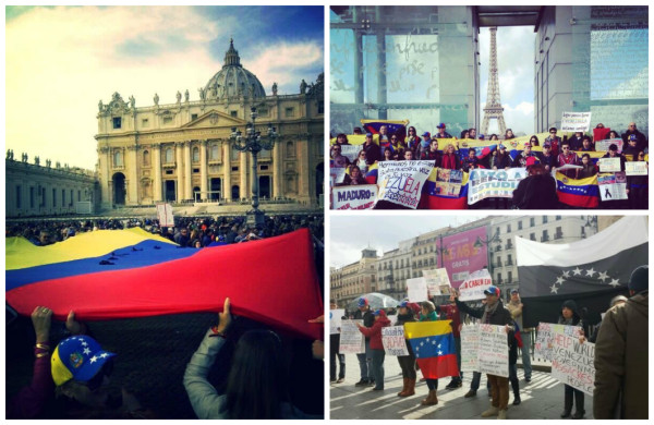 Venezolanos se manifiestan en El Vaticano, París y Madrid