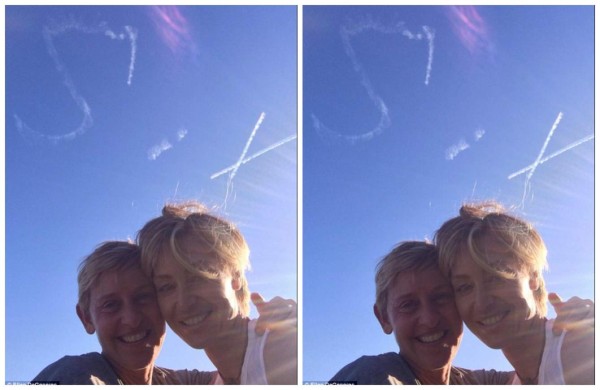 Mensaje de amor en el cielo para Ellen DeGeneres