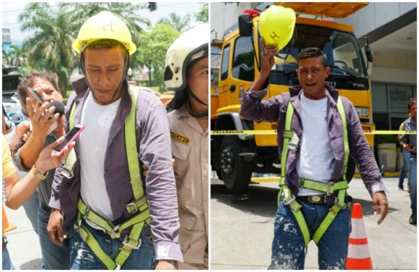 Rescatan a obreros a punto de caer de noveno piso de hotel en San Pedro Sula