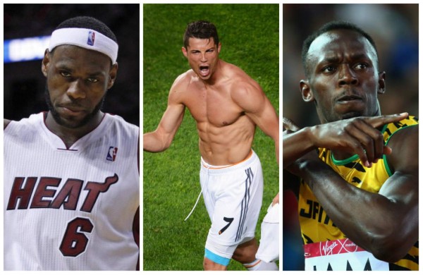 LeBron James, Cristiano Ronaldo, Usain Bolt, atletas con cuerpos 'perfectos'
