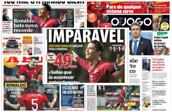 La prensa lusa se deshace en elogios hacia Cristiano por su nuevo récord