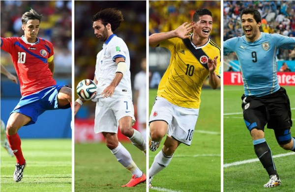Costa Rica-Grecia y Colombia-Uruguay en octavos del Mundial