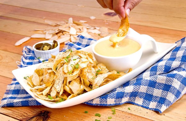 Nachos de papa con queso