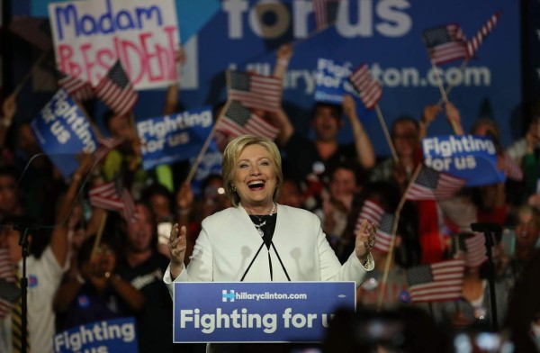 MIAMI, FL - MARCH 01: Democratic presidential candidate former Secretary of State Hillary Clinton speaks during her Super Tuesday event at Stage One at Ice Palace Films Studios on March 1, 2016 in Miami, Florida. Voters in 12 states will select their choice for the Democratic and Republican presidential nominee. Joe Raedle/Getty Images/AFP== FOR NEWSPAPERS, INTERNET, TELCOS & TELEVISION USE ONLY ==